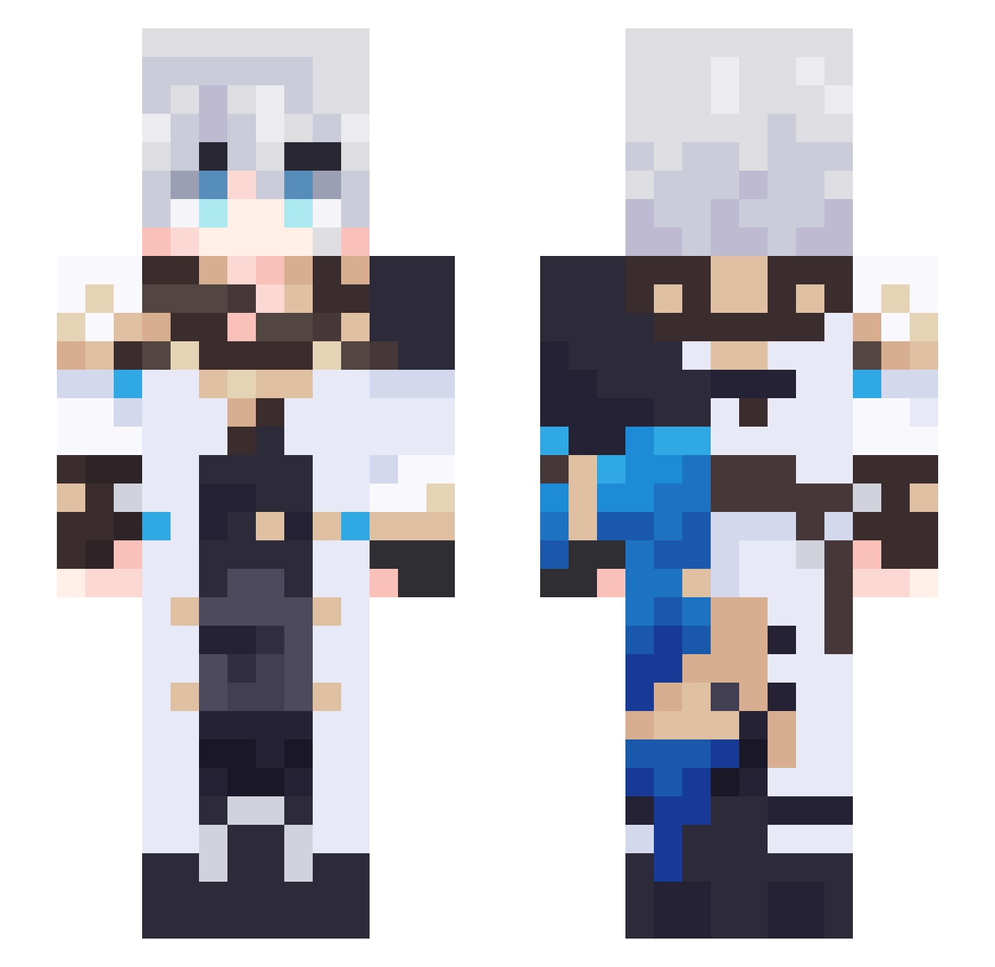 BurnToat Minecraft skin, front and back view