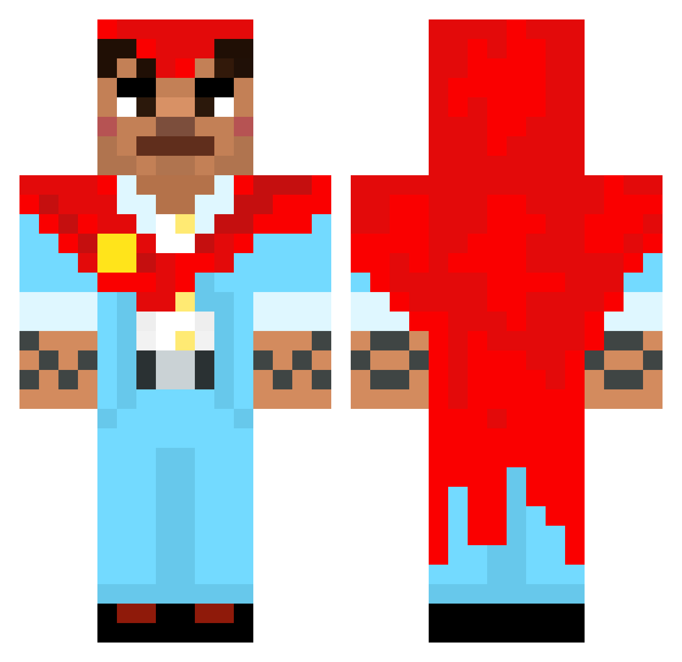 madbebe Minecraft skin, front and back view