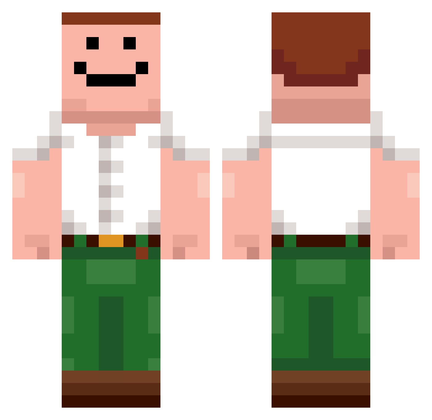 BruhEffect Minecraft skin, front and back view