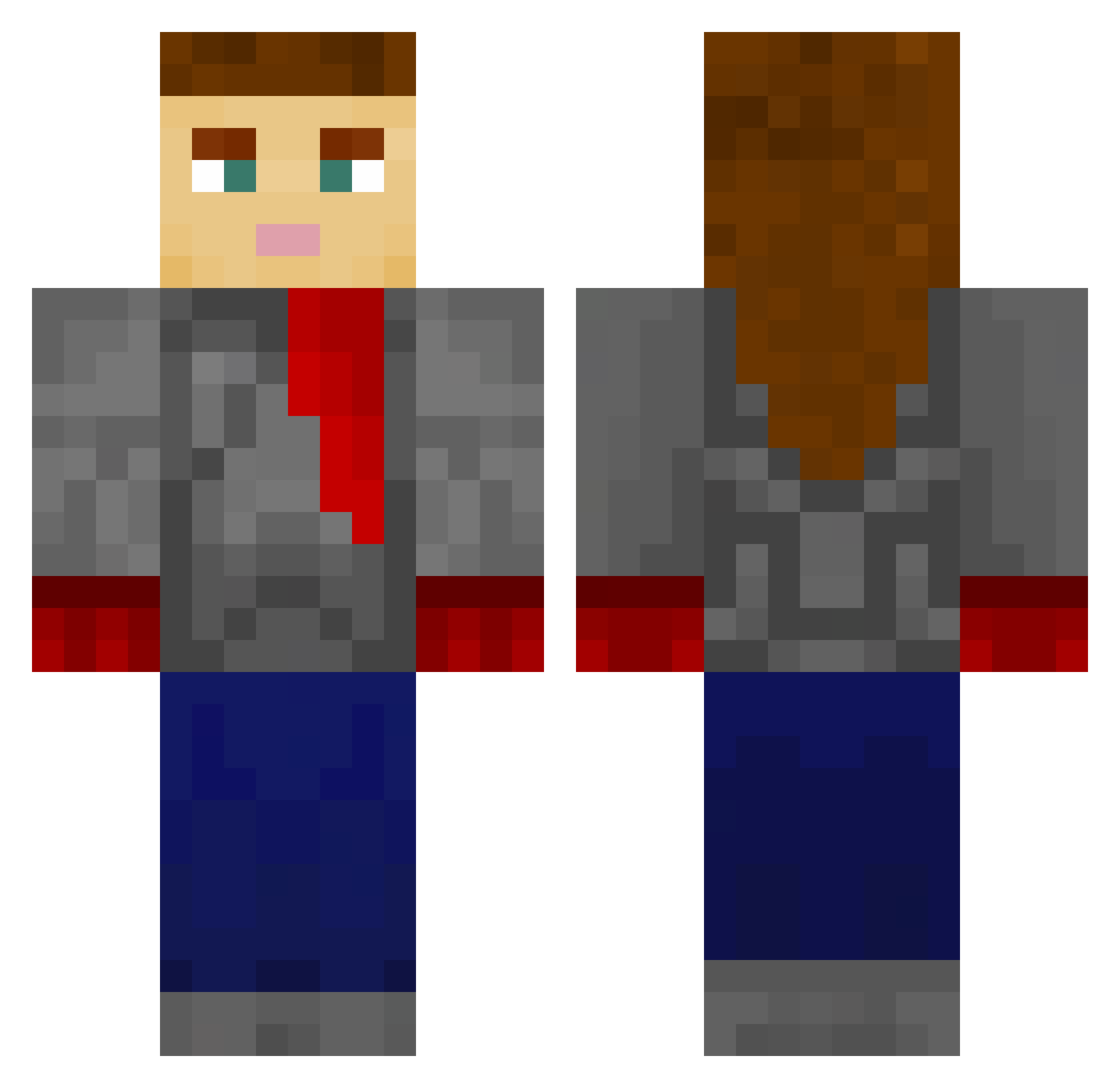 JCme Minecraft skin, front and back view