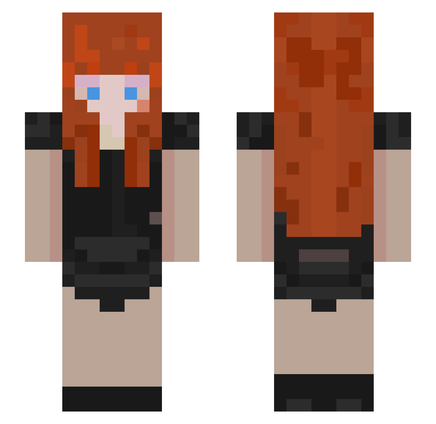 Mayq Minecraft skin, front and back view