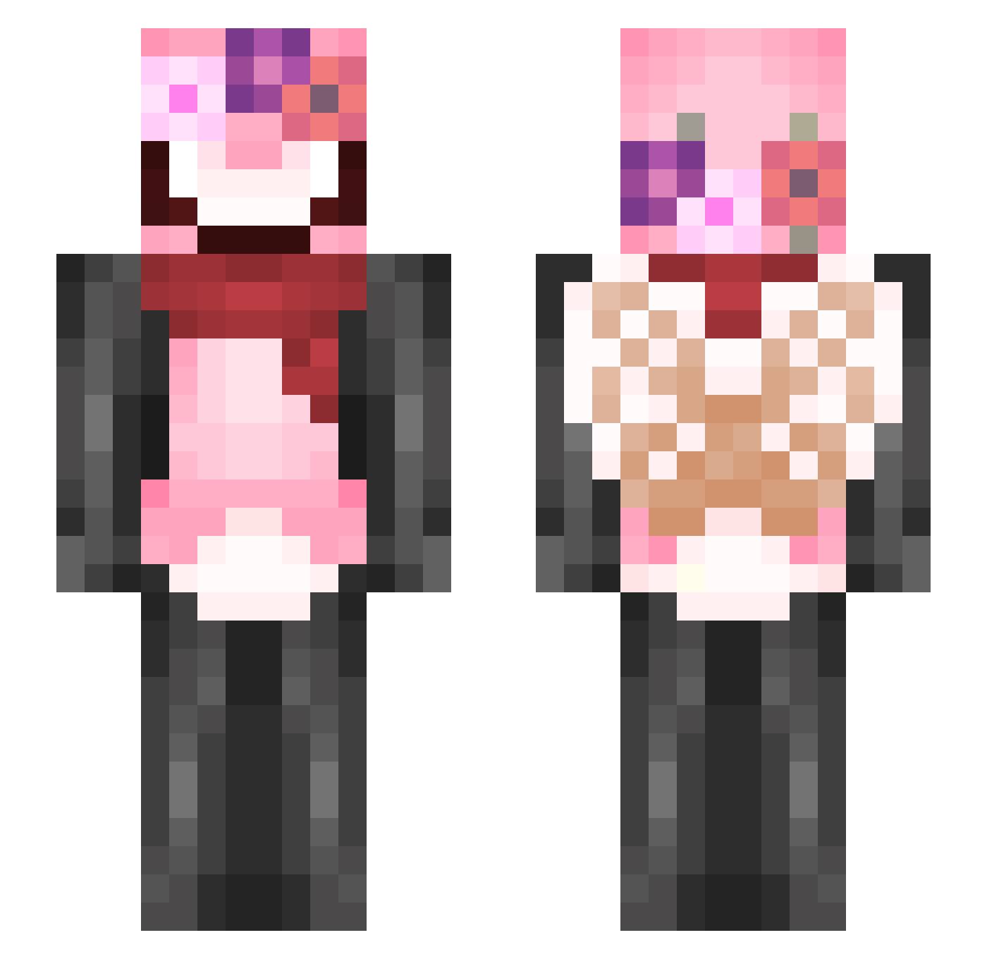 Riibombee Minecraft skin, front and back view