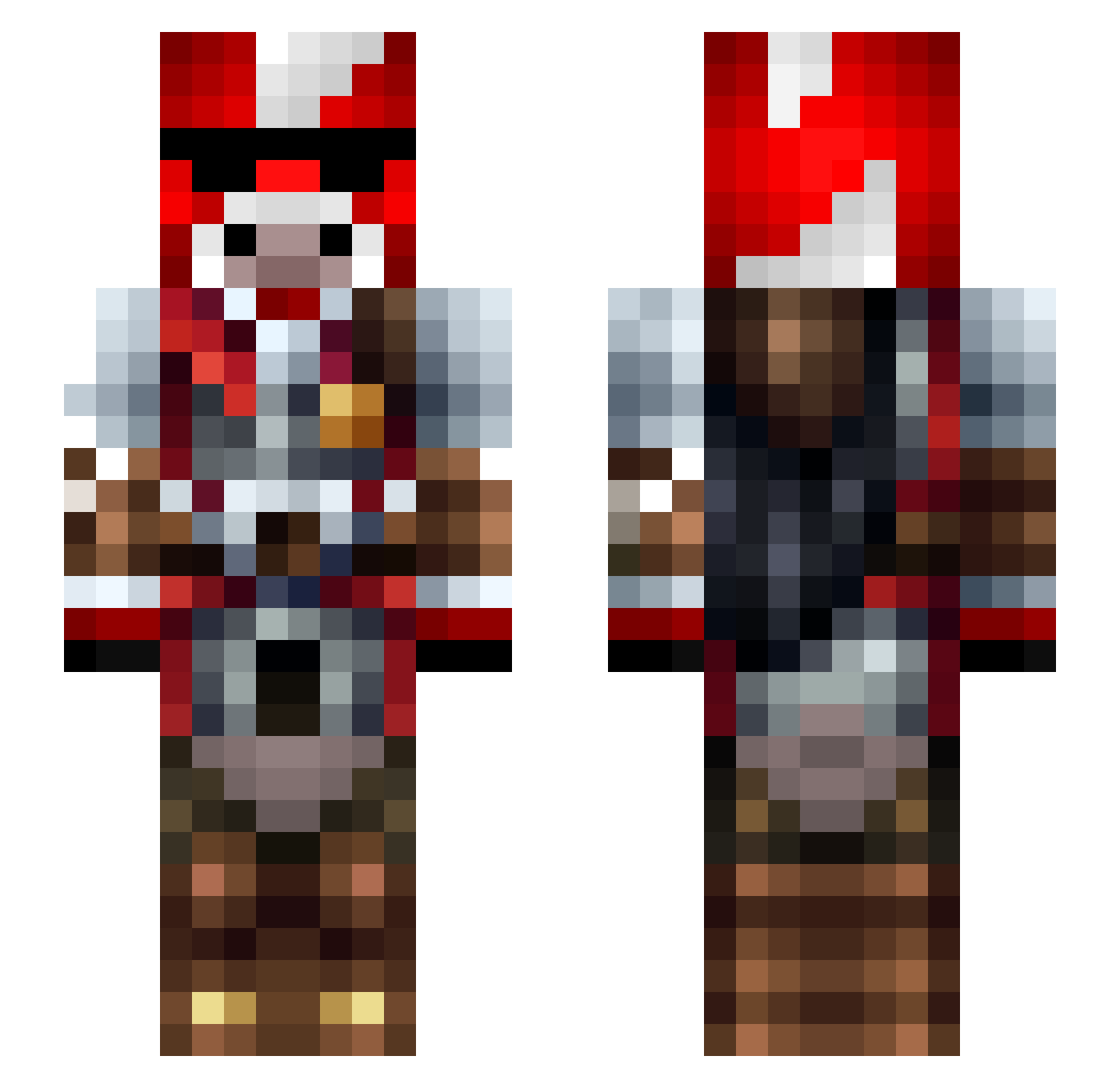Man1acal Minecraft skin, front and back view