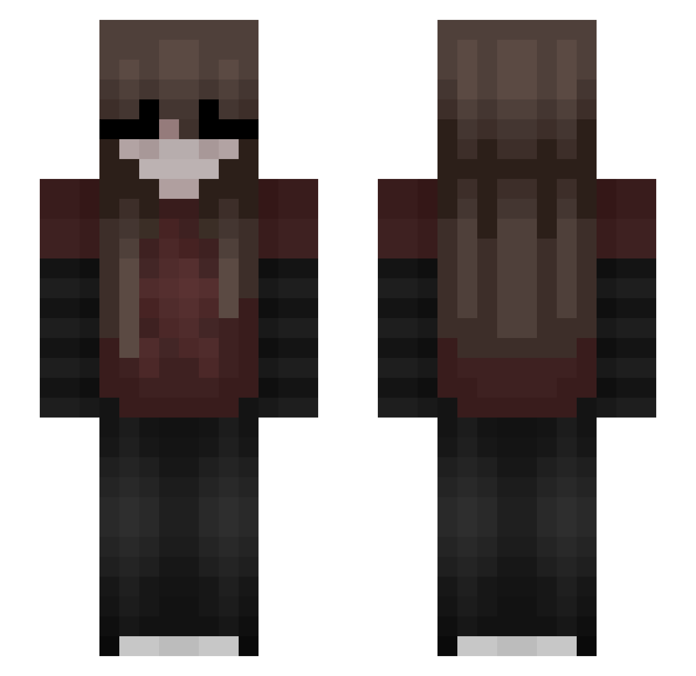 Shiecka Minecraft skin, front and back view