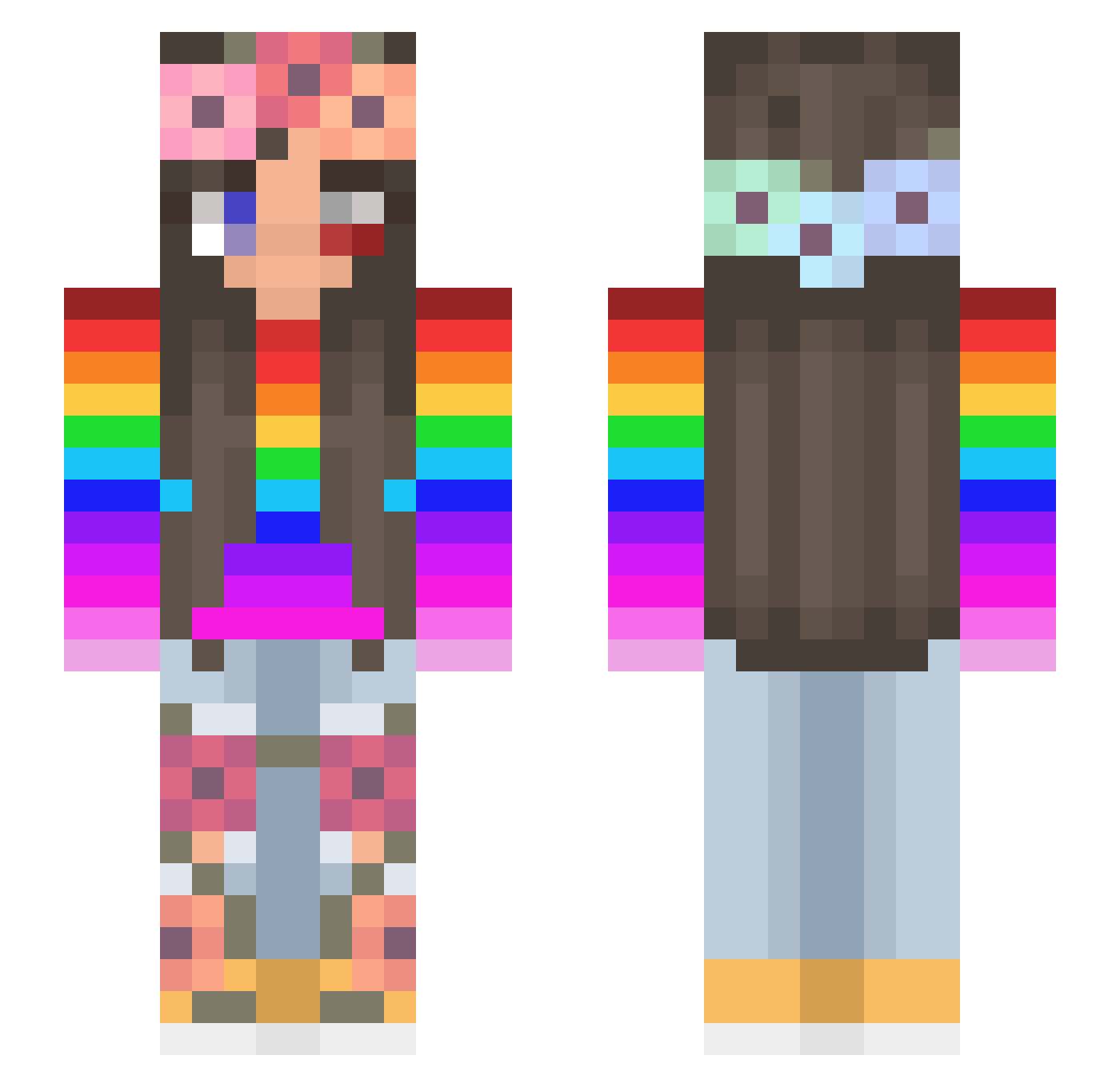 CaioBRPlaysYT Minecraft skin, front and back view