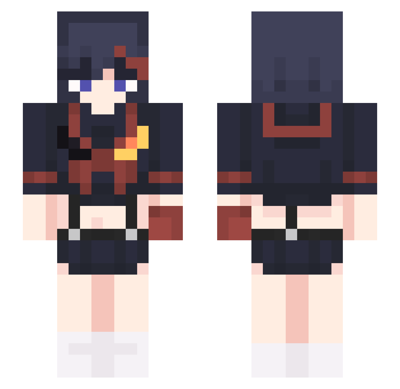 Skadra Minecraft skin, front and back view