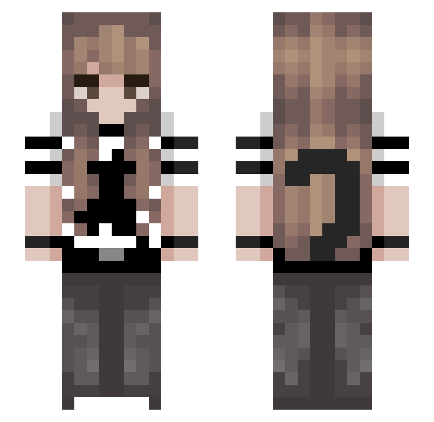 Sirx0u Minecraft skin, front and back view