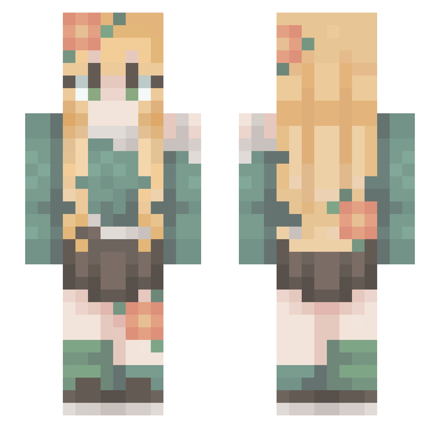 Firrlow Minecraft skin, front and back view