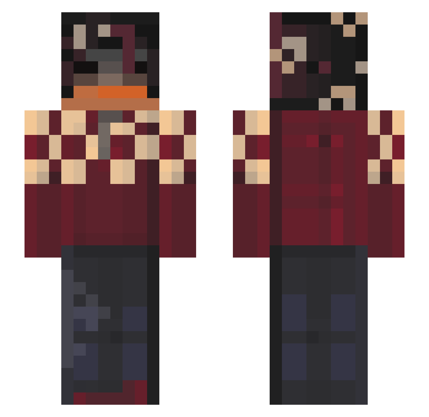 N1KOEXE Minecraft skin, front and back view