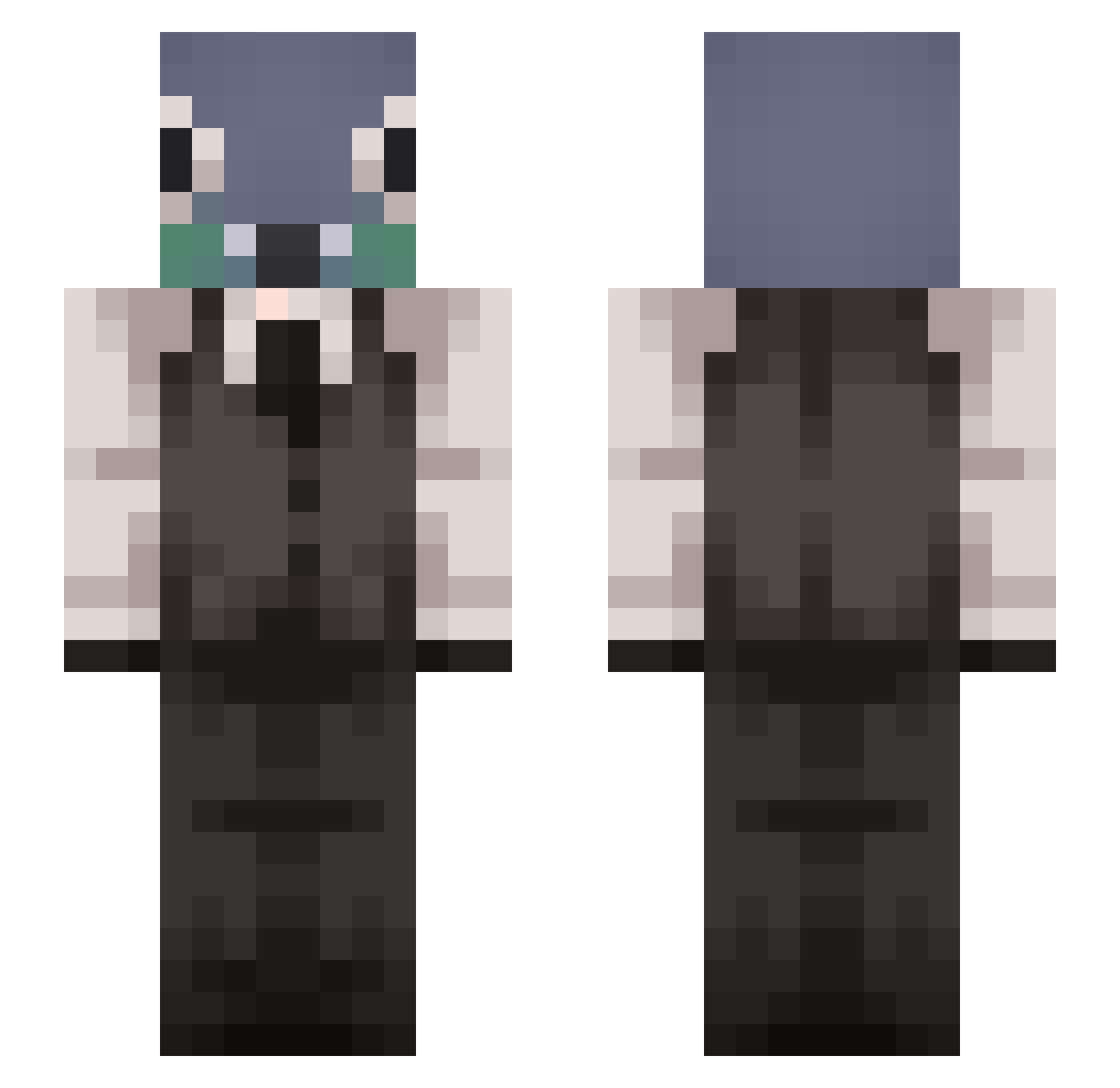 xX_Cube Minecraft skin, front and back view