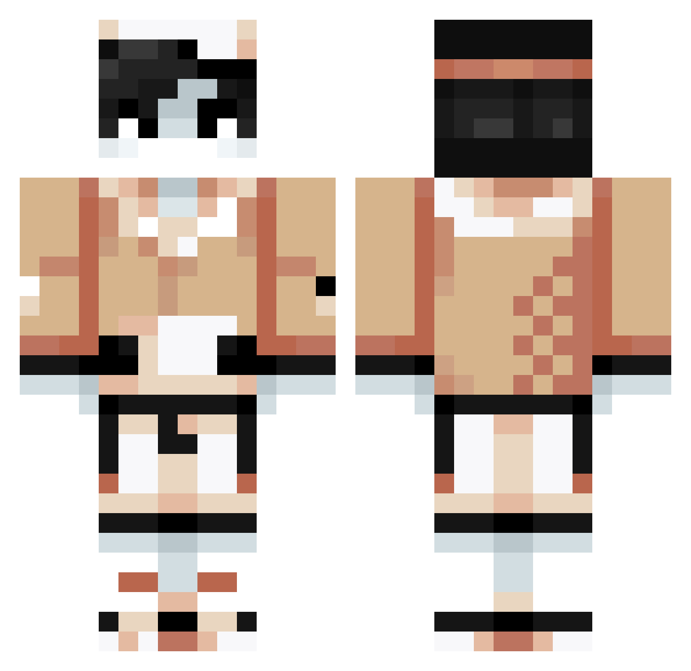 Heartbound Minecraft skin, front and back view