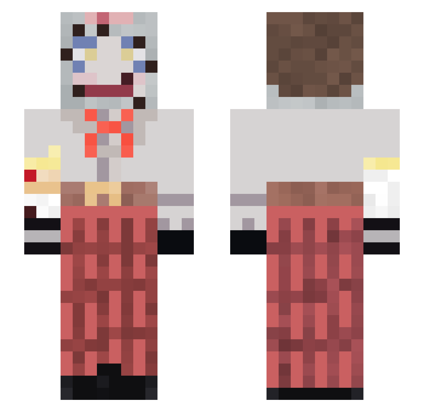 CaveDwelker Minecraft skin, front and back view