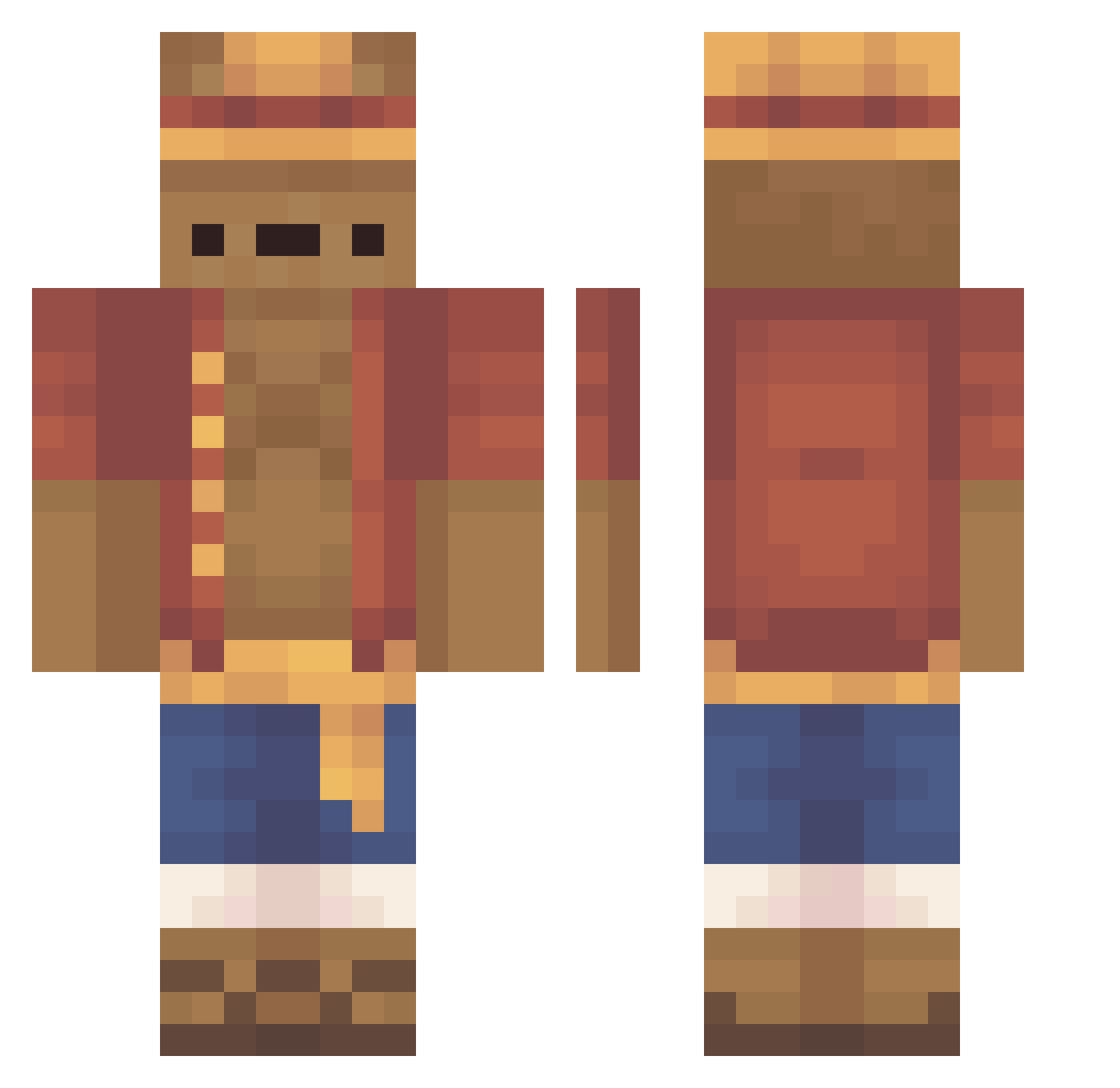 Naotmo Minecraft skin, front and back view