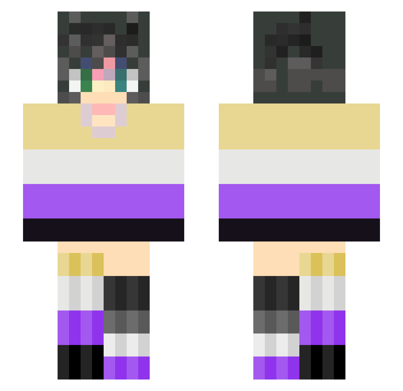 TehGRoovyBEe Minecraft skin, front and back view