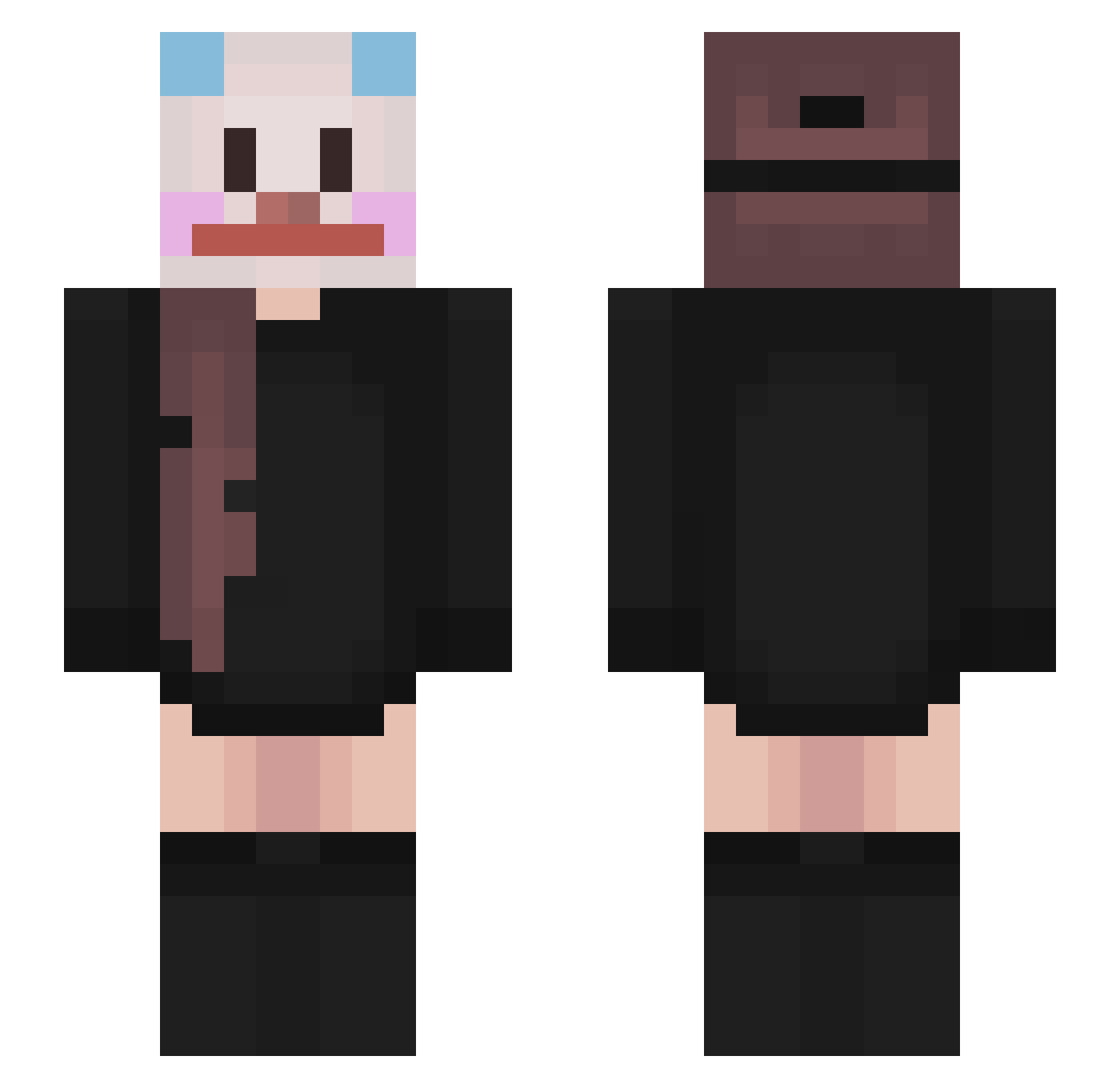 nnumz Minecraft skin, front and back view