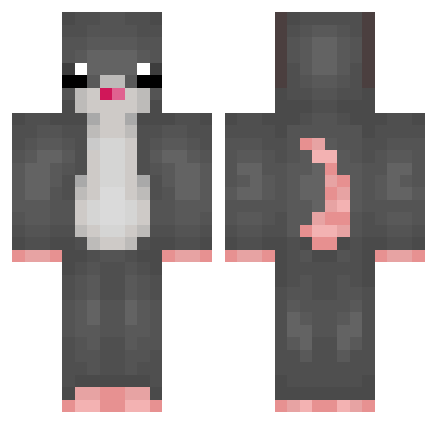 PurplePiePit Minecraft skin, front and back view
