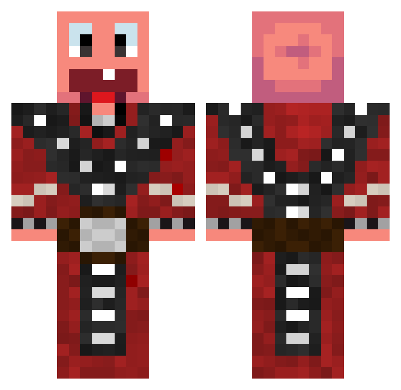 CorpW Minecraft skin, front and back view