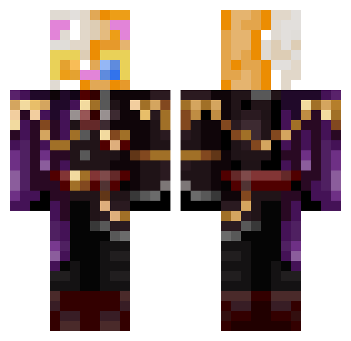 Joakimbeijer Minecraft skin, front and back view