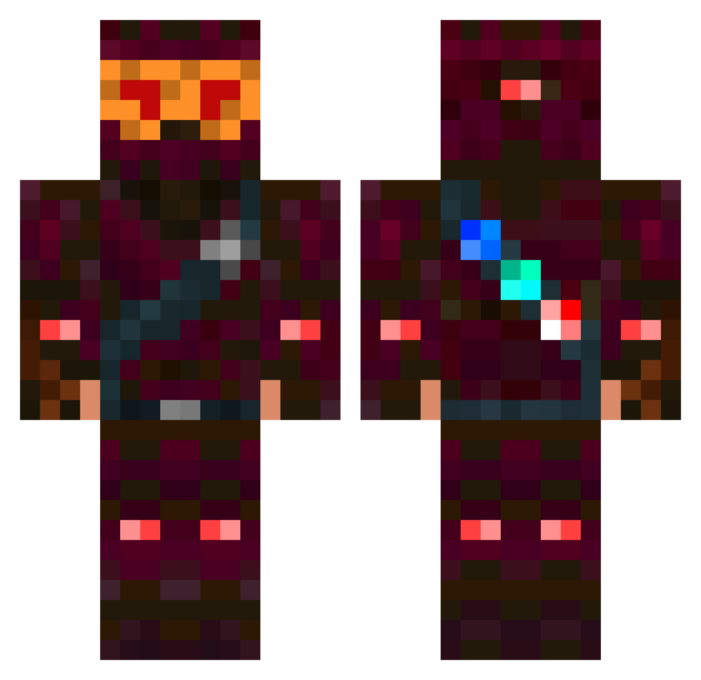 sparkolo Minecraft skin, front and back view