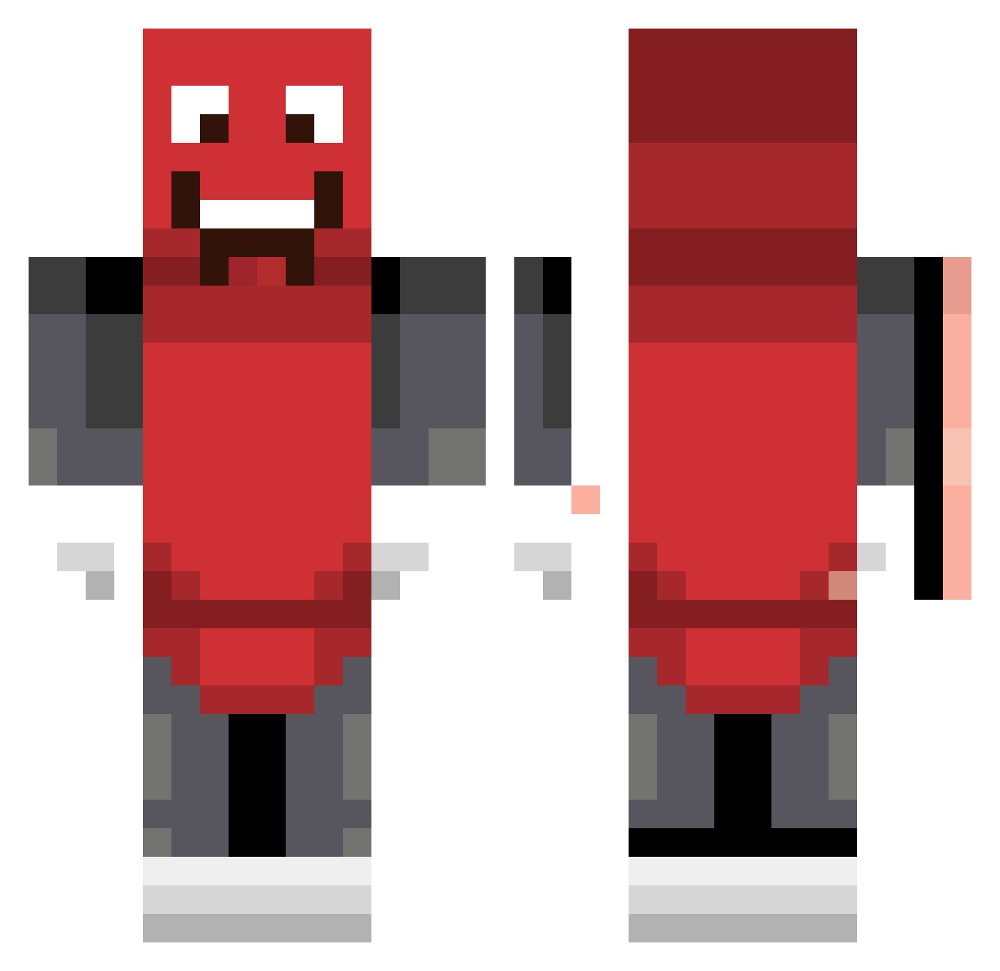 SteveMobsGriefer Minecraft skin, front and back view