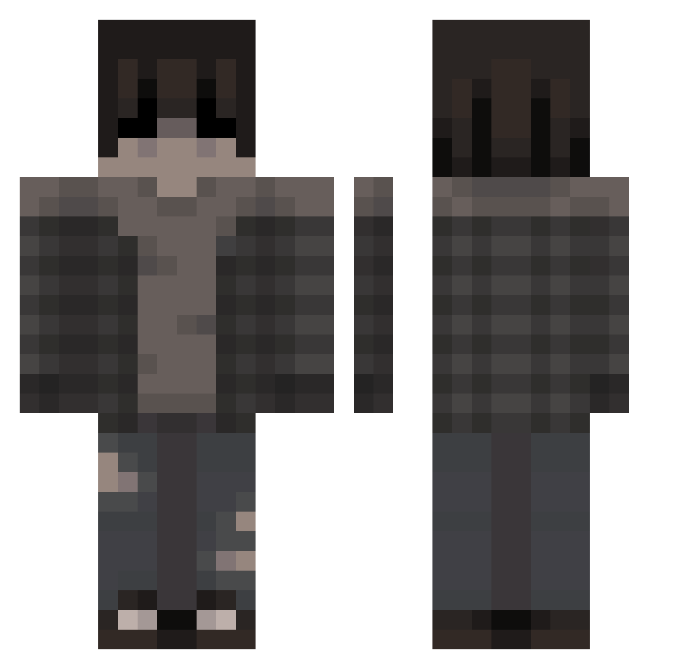 kleinerxtate Minecraft skin, front and back view