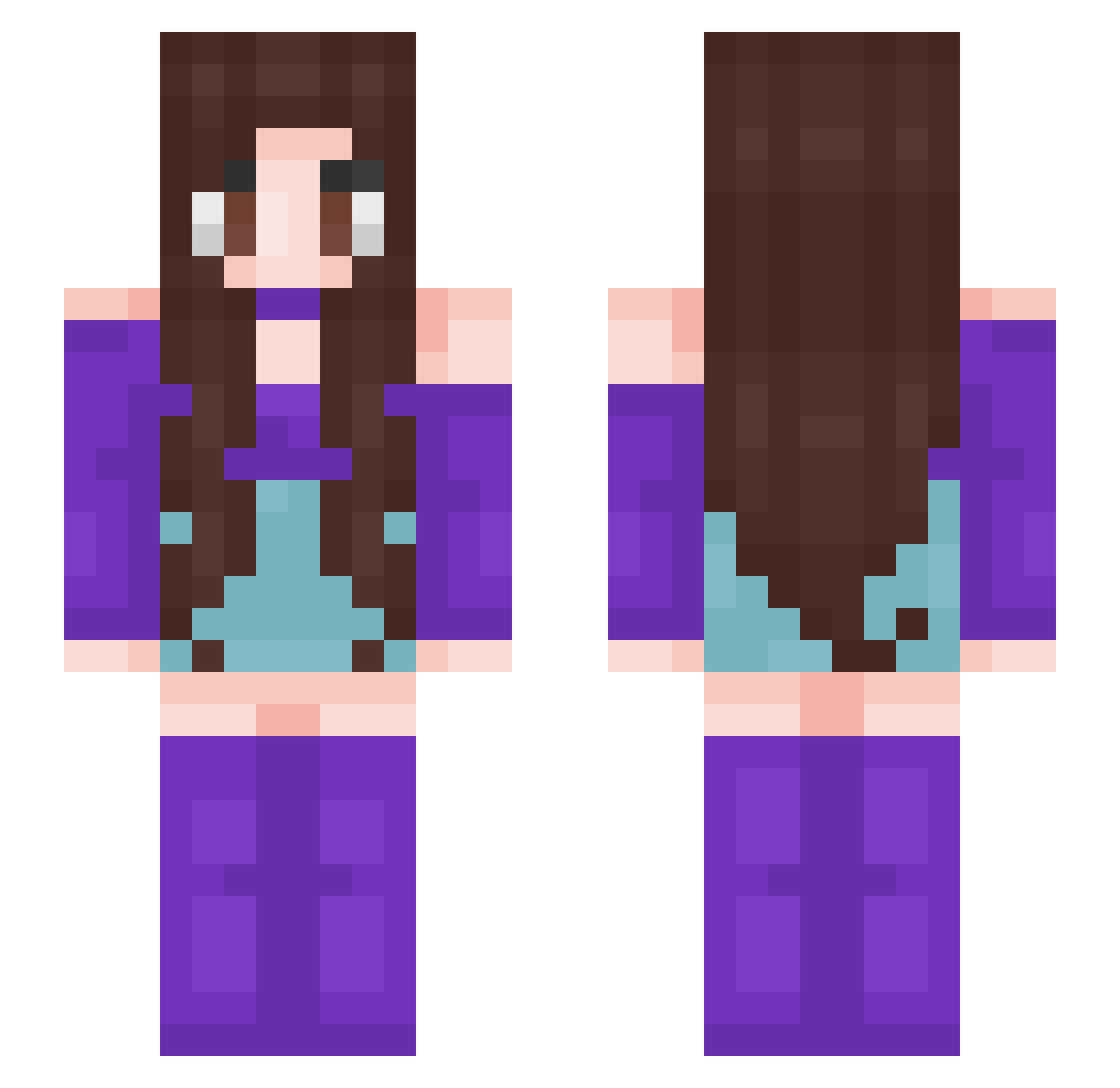 CaffeinatedPixy Minecraft skin, front and back view