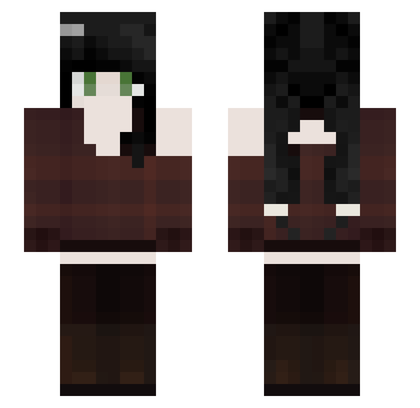 Miragenyaaa Minecraft skin, front and back view