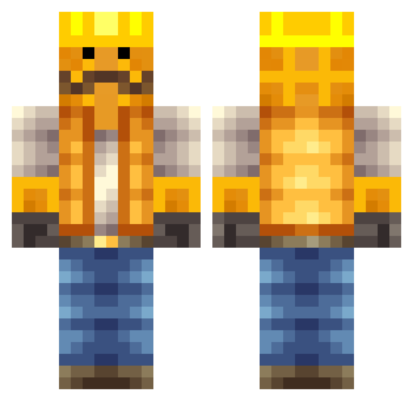 MrWaffs Minecraft skin, front and back view