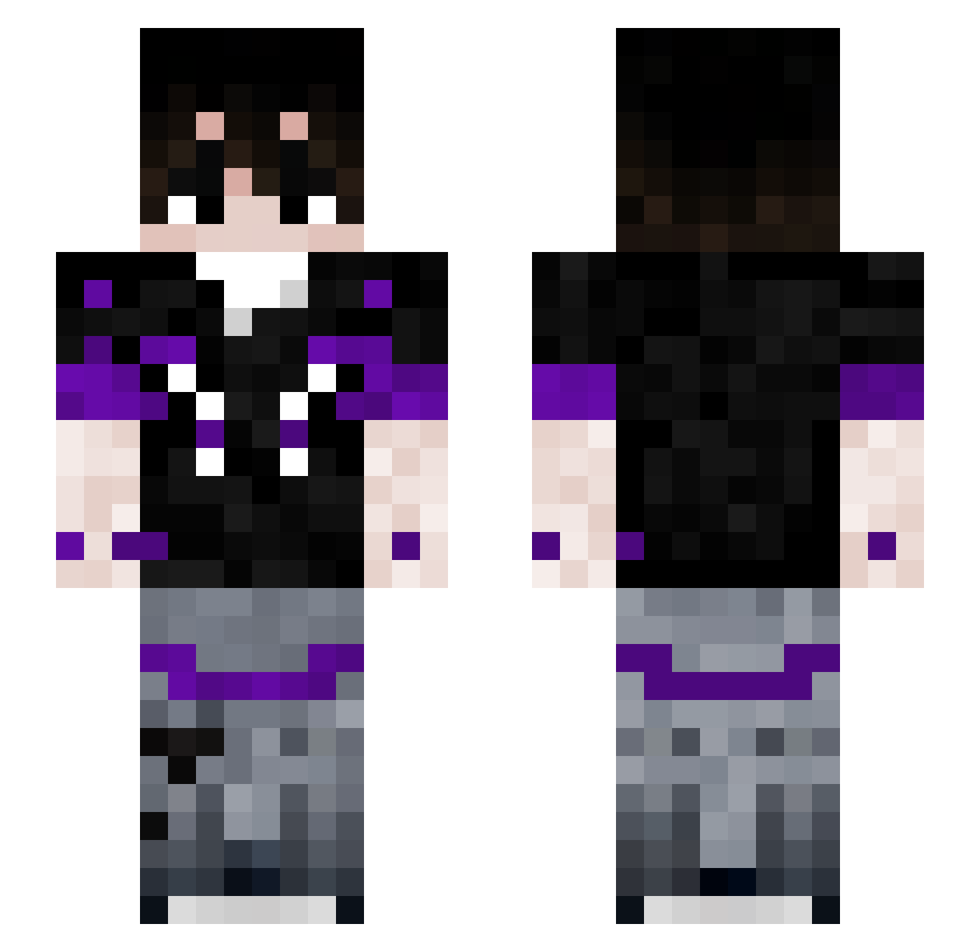 Juorix Minecraft skin, front and back view