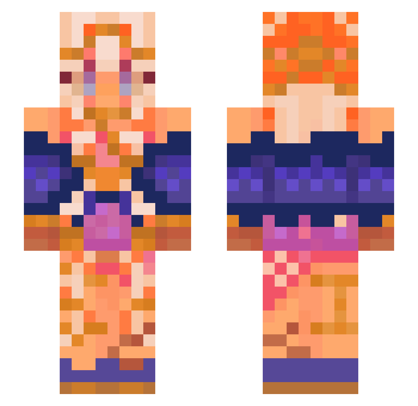 Noyayau Minecraft skin, front and back view