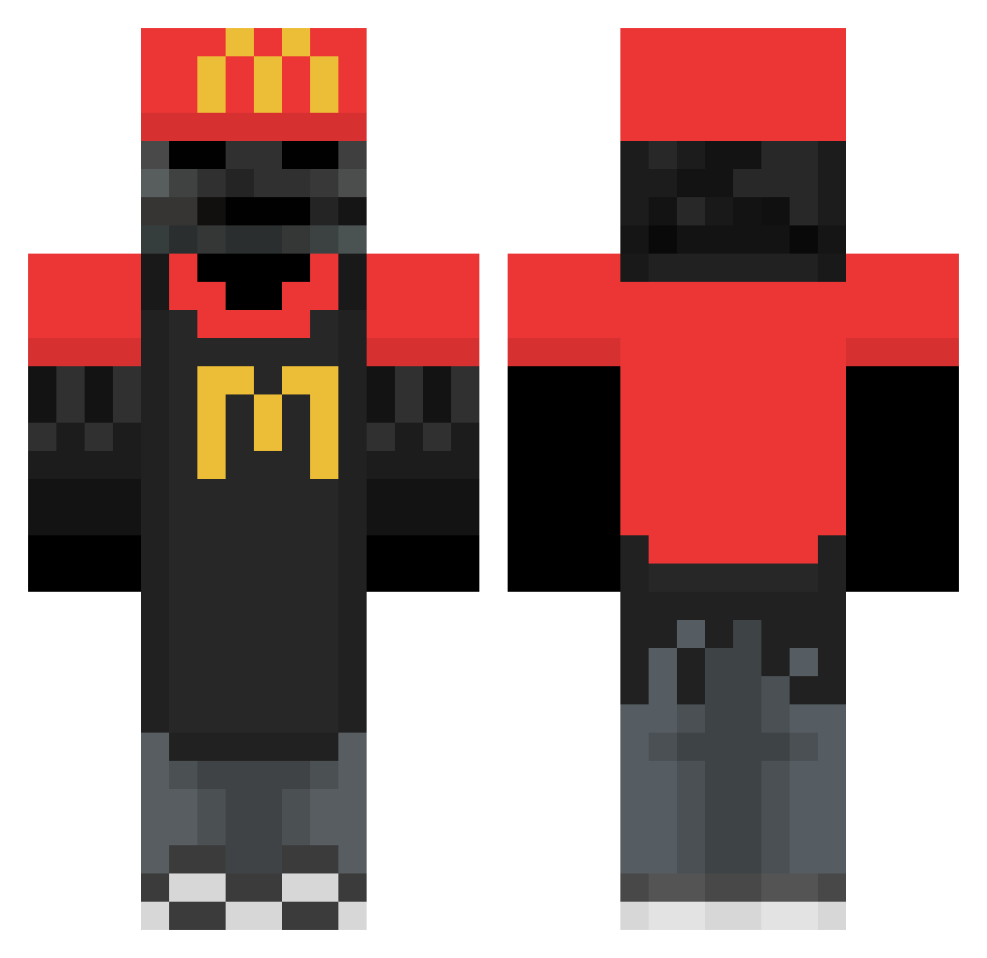 SrPepito Minecraft skin, front and back view