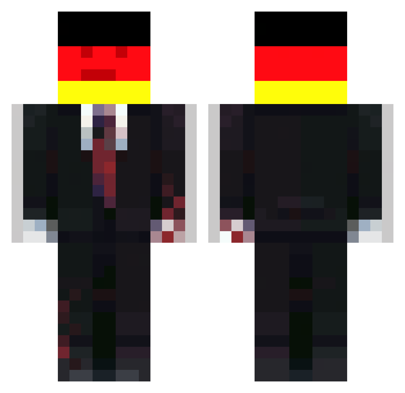 handsomebroadbac Minecraft skin, front and back view