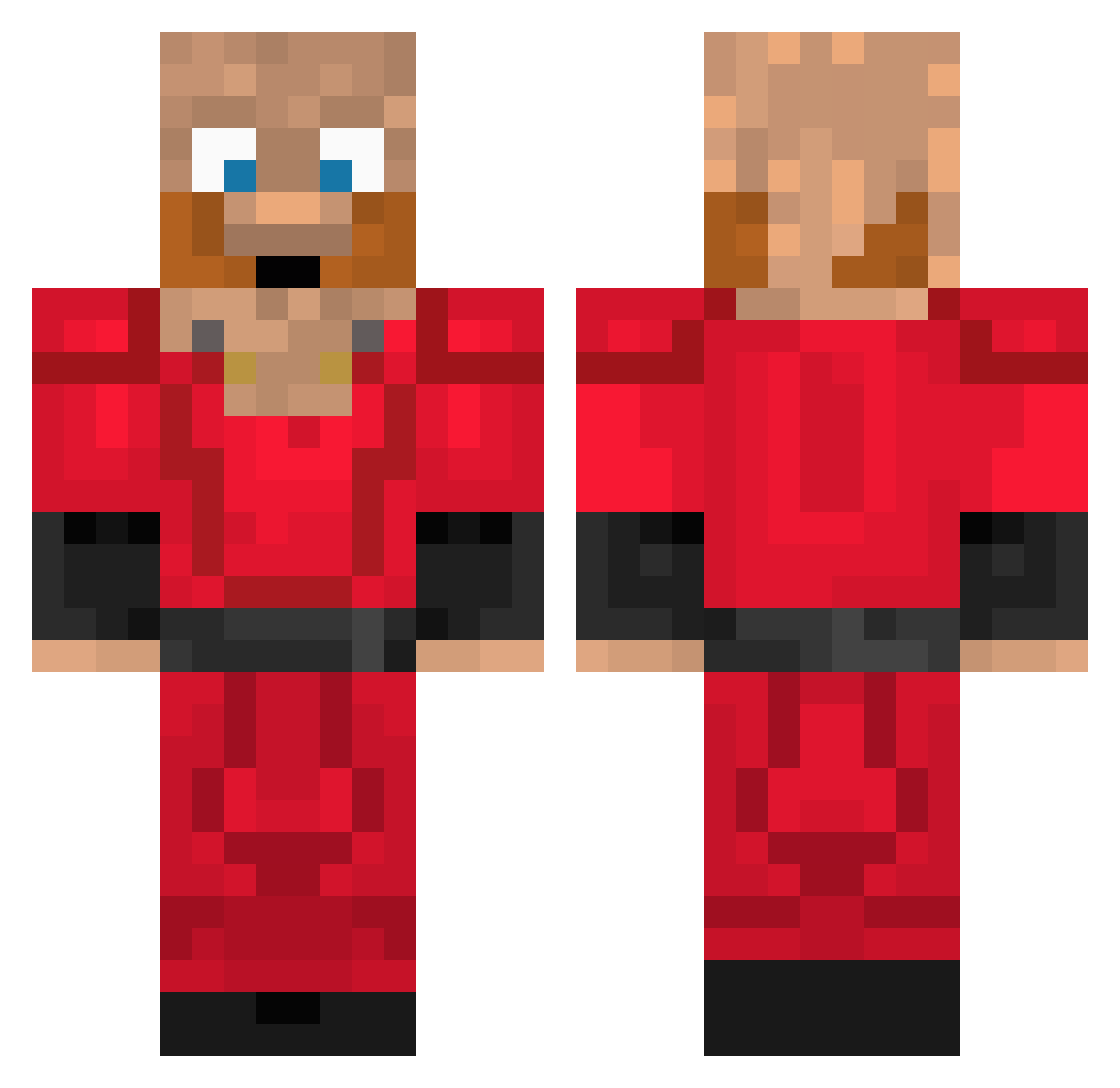 Traje Minecraft skin, front and back view