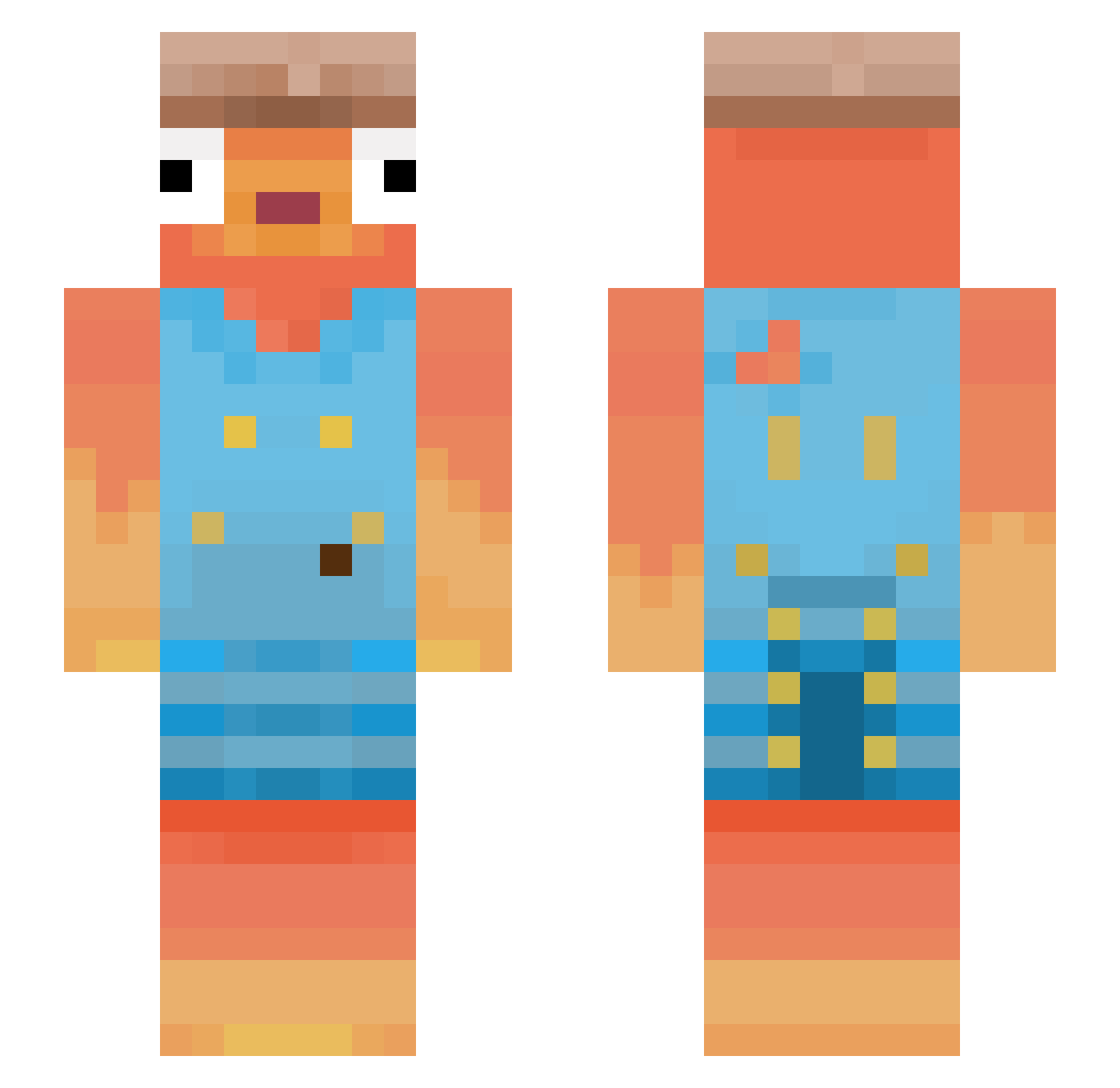 GreyedFr Minecraft skin, front and back view