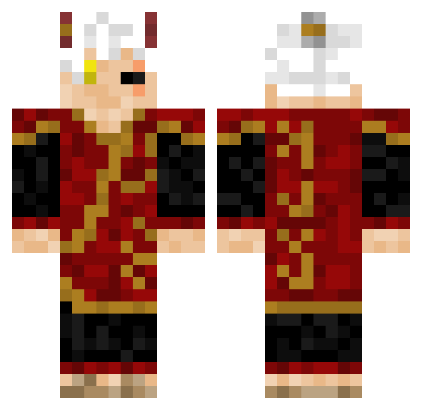 NekoMaze Minecraft skin, front and back view