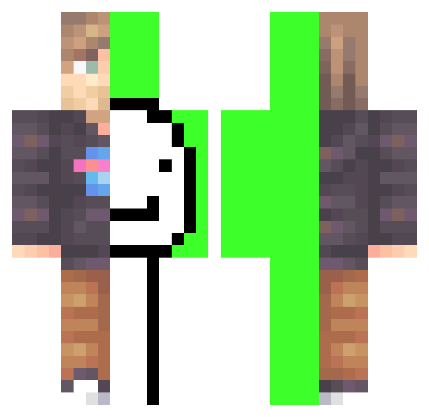 GreenDaveOB Minecraft skin, front and back view