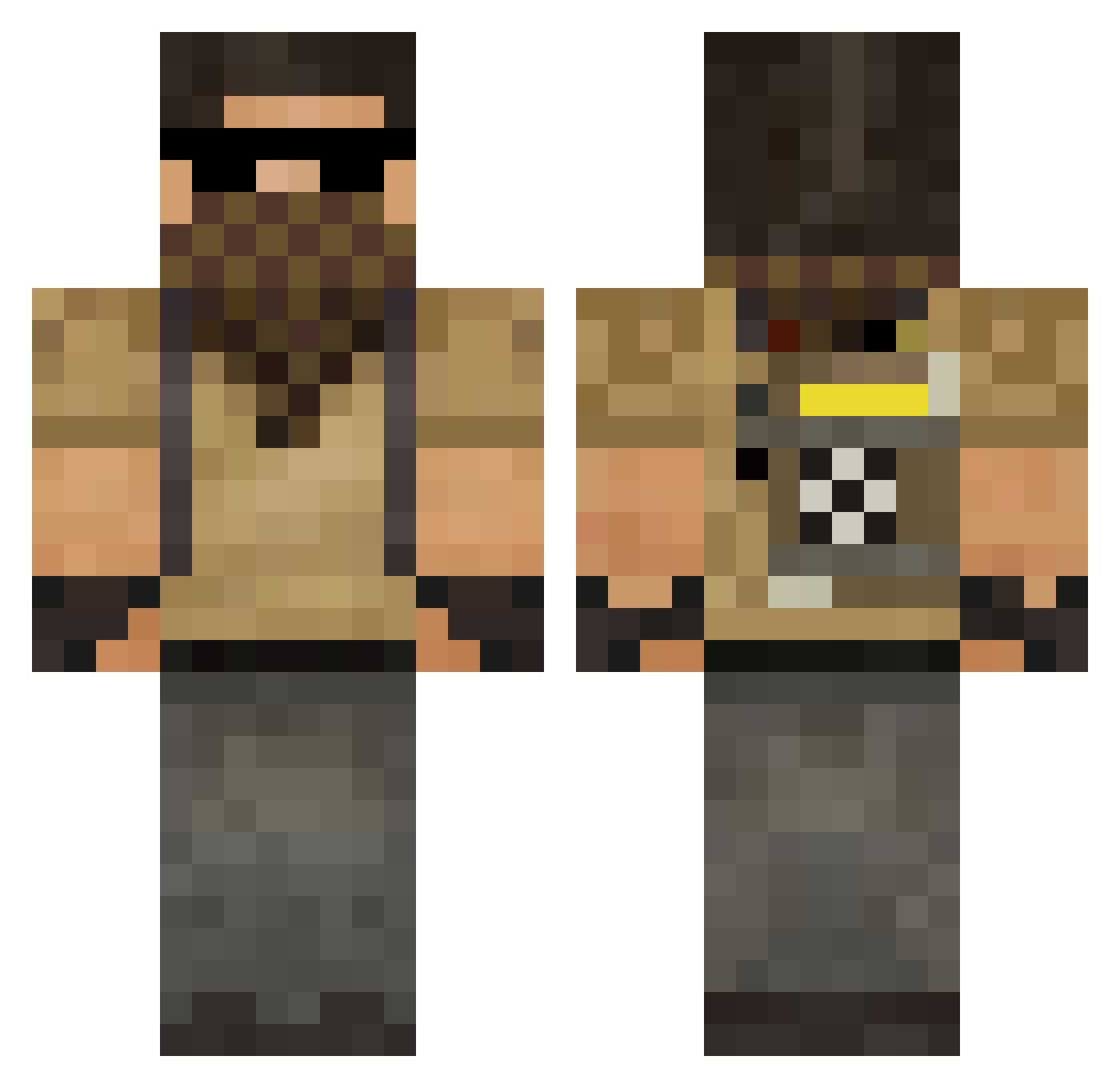 CactusMugMan Minecraft skin, front and back view