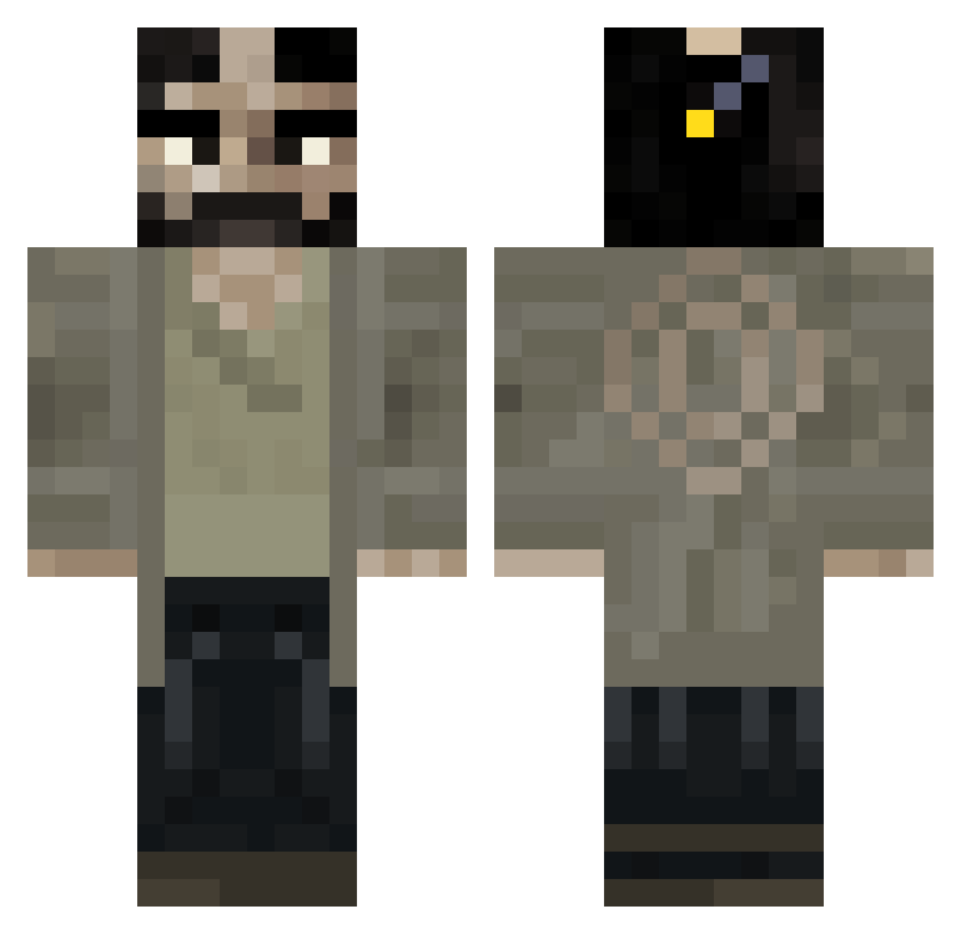 Vortex22 Minecraft skin, front and back view