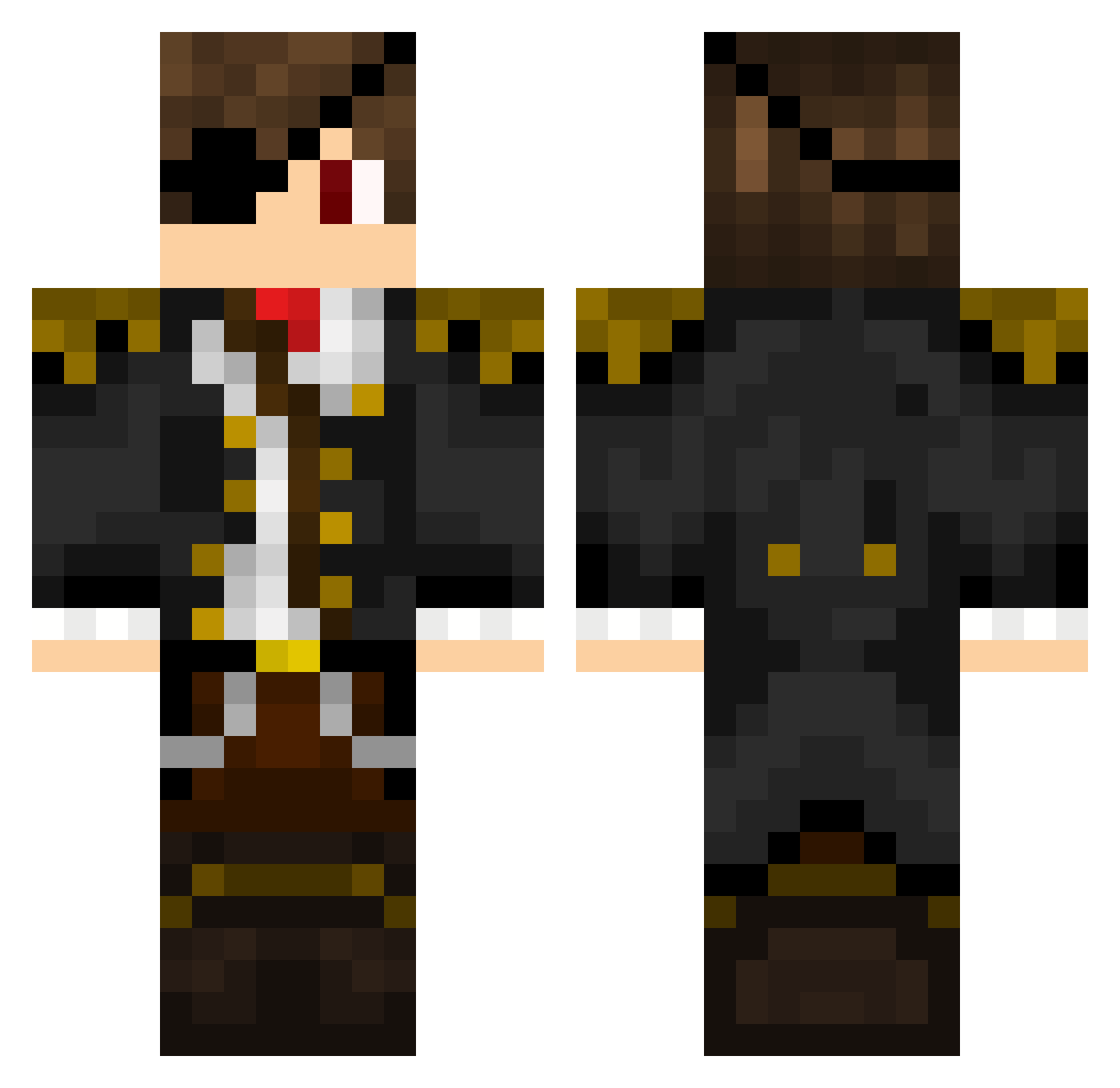 WolfHuntz27 Minecraft skin, front and back view