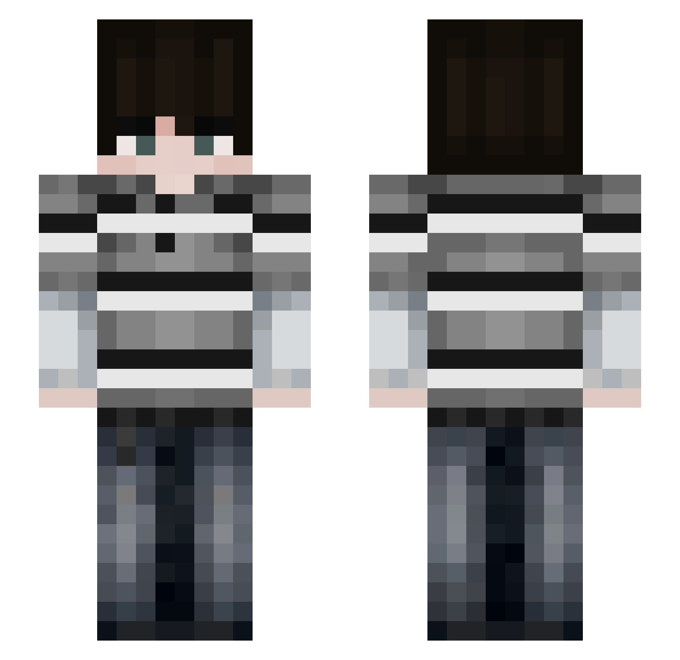 bendrPVP Minecraft skin, front and back view