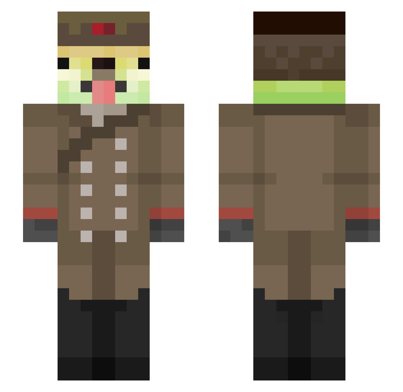 FallshirmJager Minecraft skin, front and back view