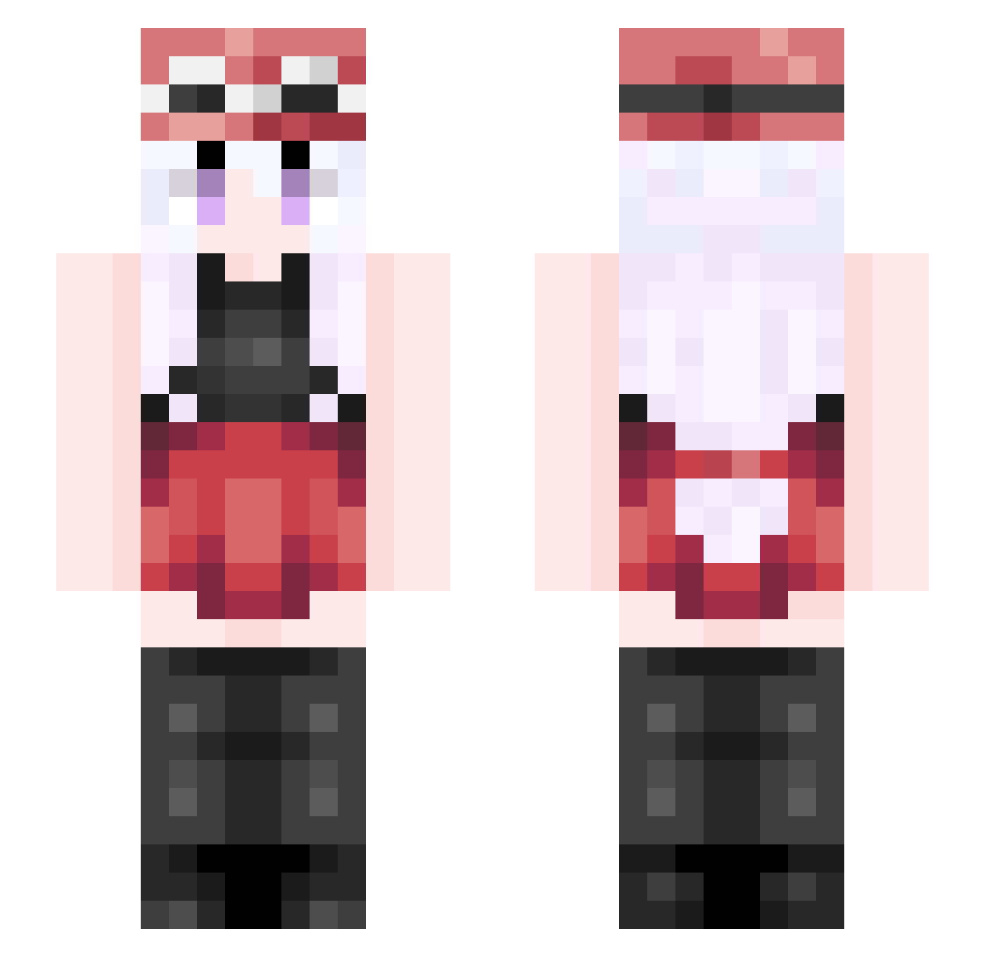 Hye07 Minecraft skin, front and back view