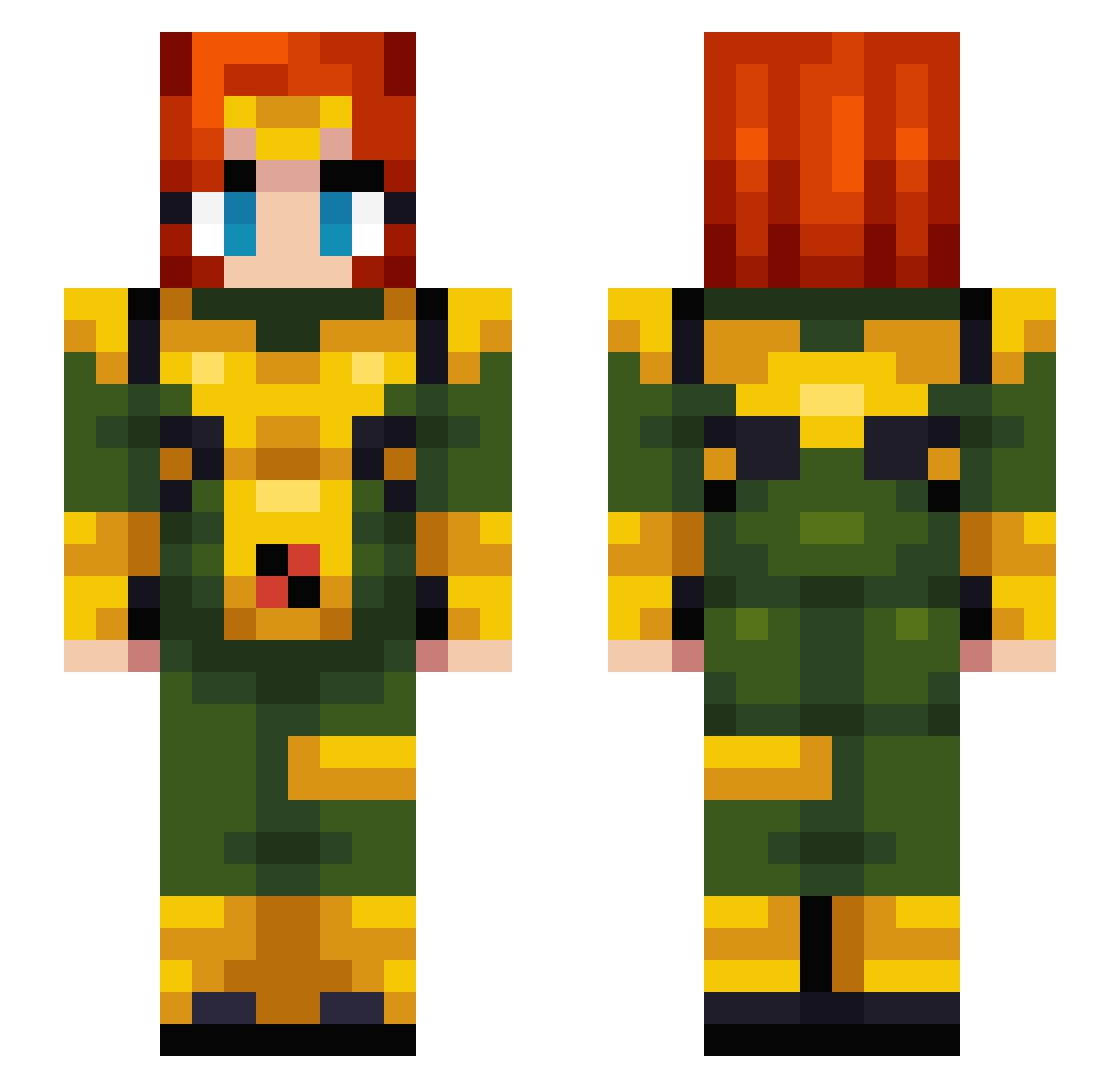 SquidStick Minecraft skin, front and back view