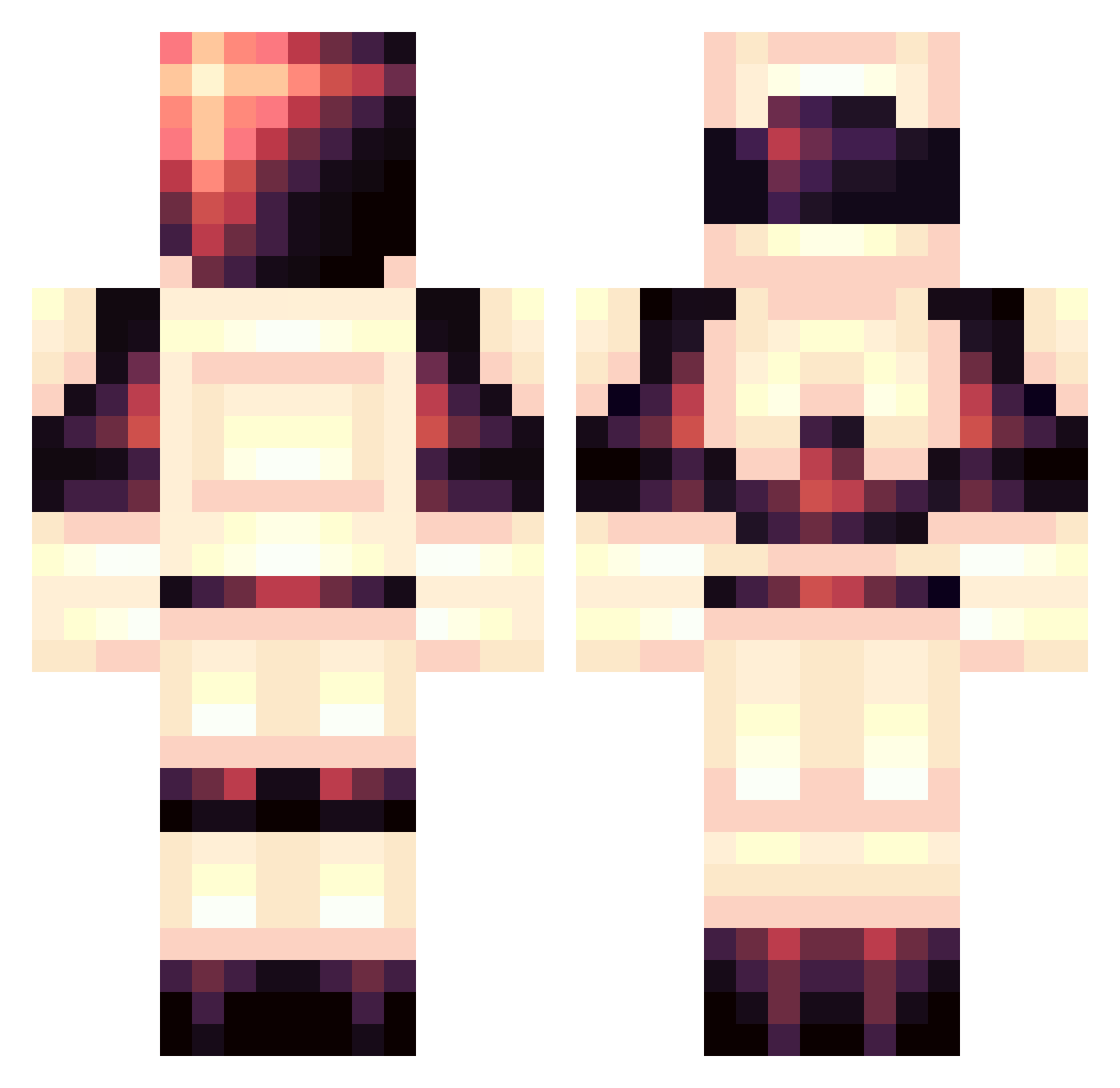 HitsHW Minecraft skin, front and back view
