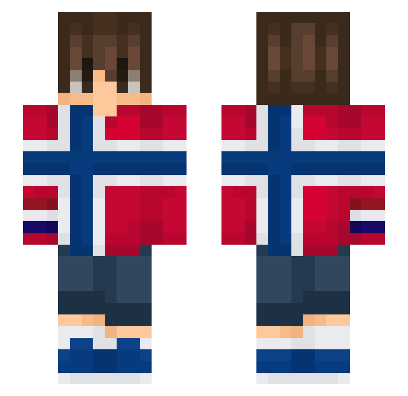 Icicky Minecraft skin, front and back view