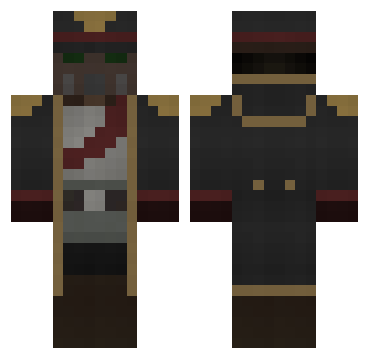 Esdeath_ILTL Minecraft skin, front and back view