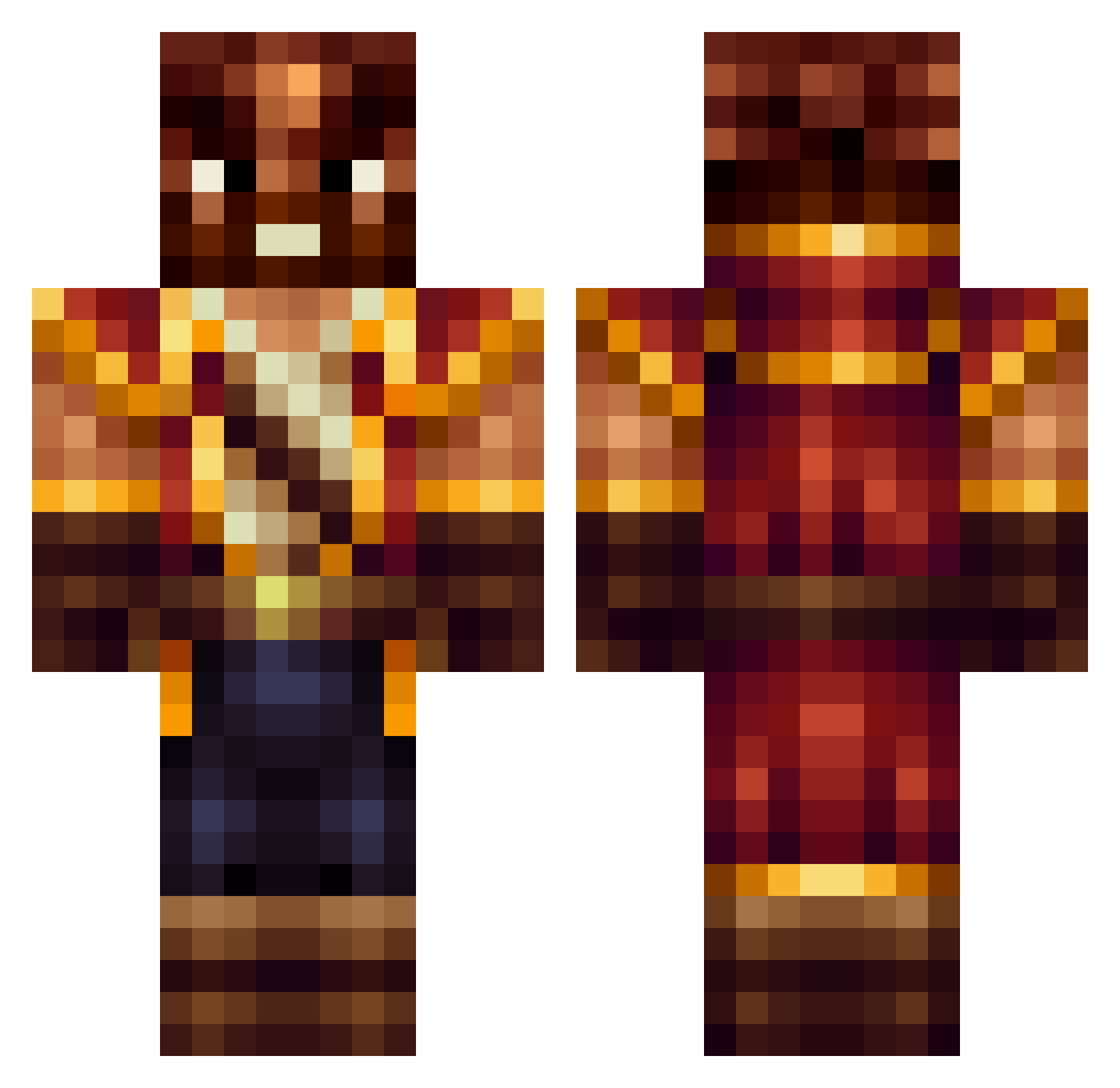 Jaadreik Minecraft skin, front and back view