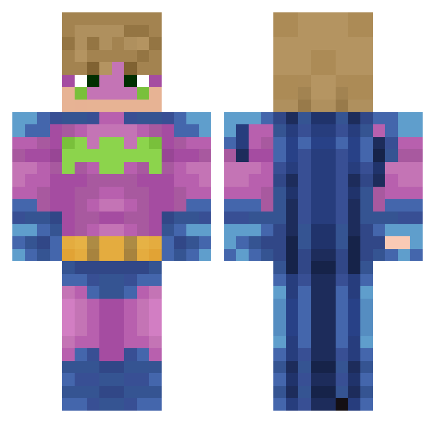 CraftLaver Minecraft skin, front and back view