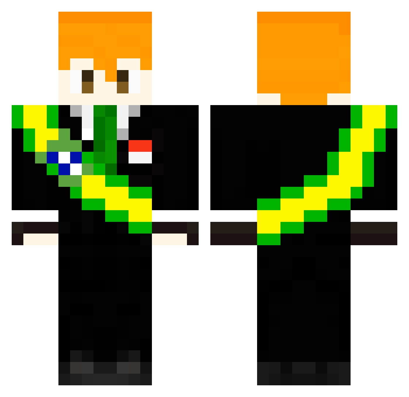 Victorplys Minecraft skin, front and back view