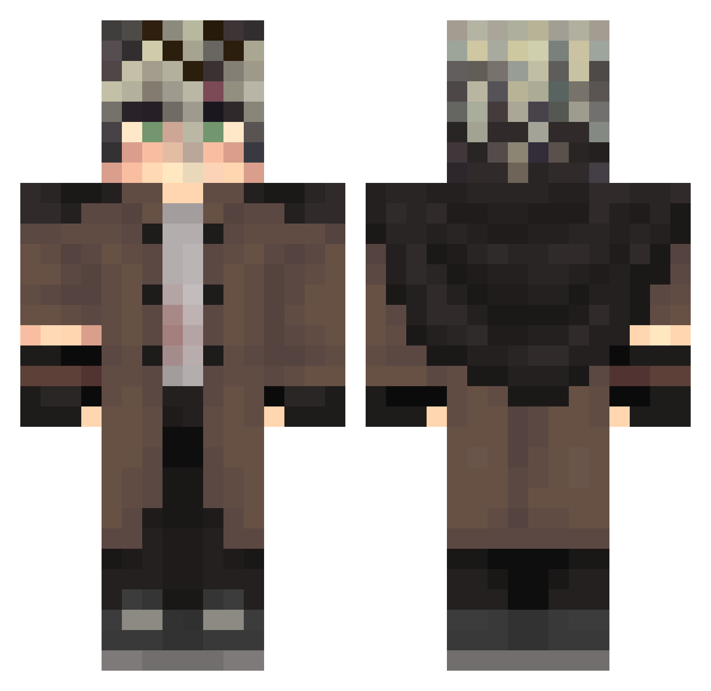 Kazack Minecraft skin, front and back view